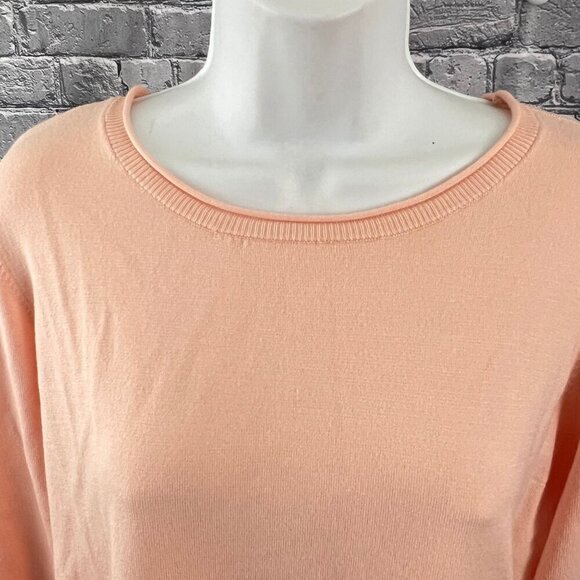 Conrad C Collection Sorbet Peach Sweater Size L Ribbed Rolled Neck w/scarf - Picture 8 of 10